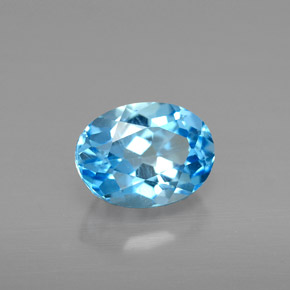 Topázio azul natural 1,72ct, corte oval, VS