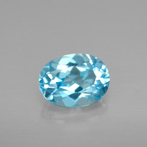 Topázio azul natural 1,65ct, corte oval, VS
