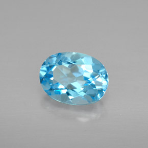 Topázio azul natural 1,65ct, corte oval, VS