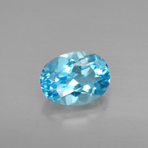 Topázio azul natural 1,72ct, corte oval, VS