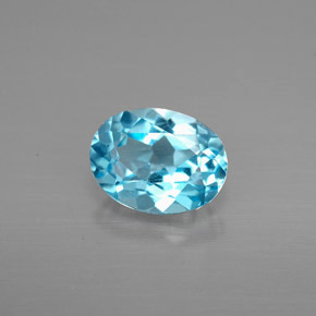 Topázio azul natural 1,50ct, corte oval, VVS-VS