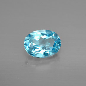 Topázio azul natural 1,50ct, corte oval, VVS-VS