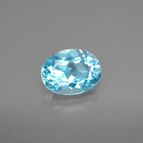 Topázio azul natural 1,54ct, corte oval, VVS-VS