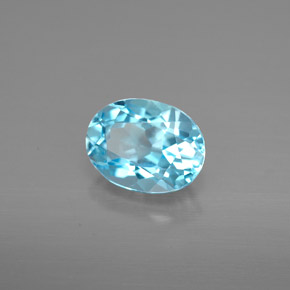 Topázio azul natural 1,54ct, corte oval, VVS-VS