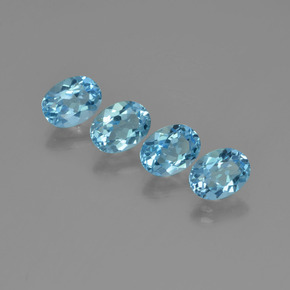 Pedras preciosas de topázio azul natural de 6,41 ct, corte oval, VVS-VS