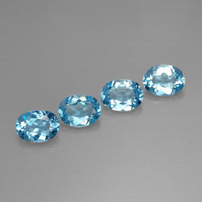 Pedras preciosas de topázio azul suíço natural de  ct, corte oval, VVS-VS