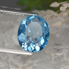 Topázio azul natural 2,35ct, corte oval, VS