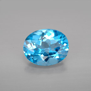 Topázio azul natural 2,81ct, corte oval, VS