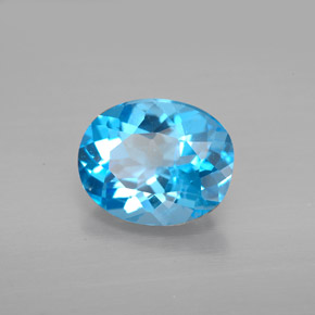 Topázio azul natural 2,81ct, corte oval, VS