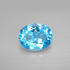 Topázio azul natural 3,18ct, corte oval, VS