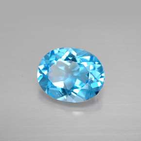 Topázio azul natural 3,18ct, corte oval, VS