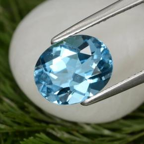 Topázio azul natural 3,09ct, corte oval, VS