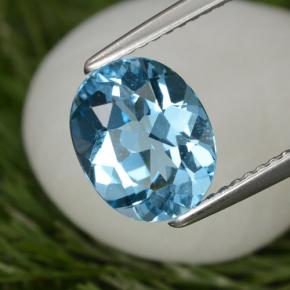 Topázio azul natural 3,09ct, corte oval, VS