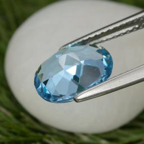 Topázio azul natural 3,09ct, corte oval, VS