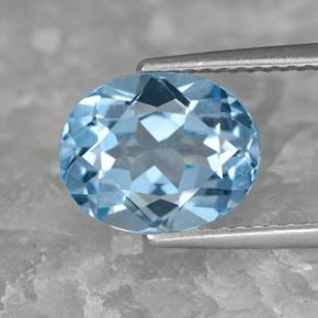 Topázio azul natural 3,32ct, corte oval, VVS-VS