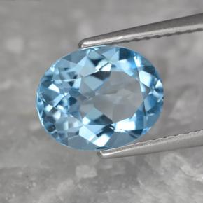 Topázio azul natural 3,32ct, corte oval, VVS-VS