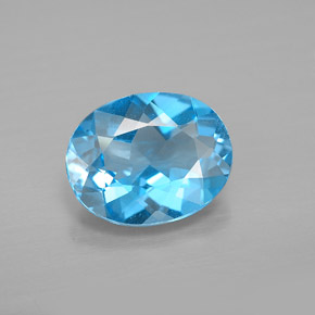 Topázio azul natural 2,56ct, corte oval, VVS-VS