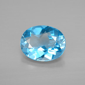 Topázio azul natural 2,56ct, corte oval, VVS-VS