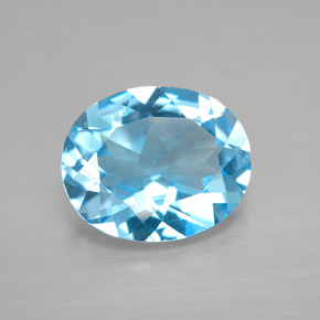 Topázio azul natural 3,36ct, corte oval, VVS-VS