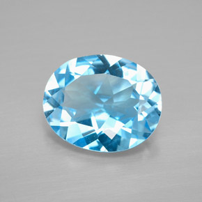 Topázio azul natural 3,36ct, corte oval, VVS-VS