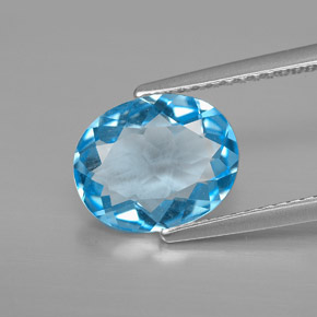Topázio azul natural 2,87ct, corte oval, VVS-VS