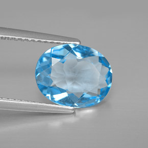 Topázio azul natural 2,87ct, corte oval, VVS-VS