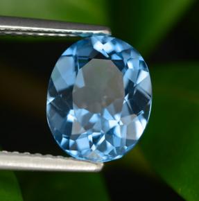 Topázio azul natural 3,07ct, corte oval, VVS-VS