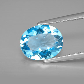Topázio azul natural 2,73ct, corte oval, VVS-VS