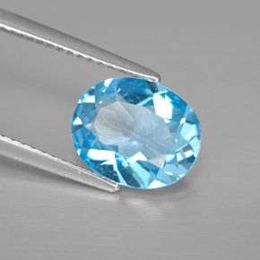 Topázio azul natural 2,73ct, corte oval, VVS-VS