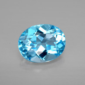 Topázio azul natural 3,50ct, corte oval, VVS-VS