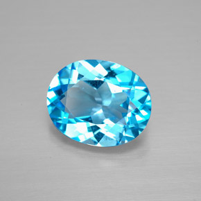 Topázio azul natural 3,09ct, corte oval, VVS-VS