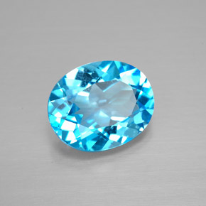Topázio azul natural 3,09ct, corte oval, VVS-VS