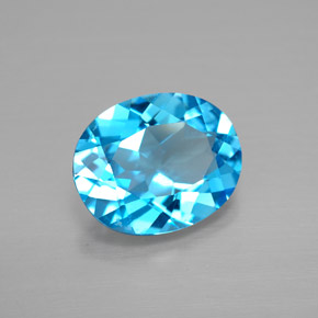 Topázio azul natural 2,84ct, corte oval, VVS-VS