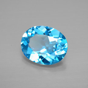 Topázio azul natural 2,84ct, corte oval, VVS-VS