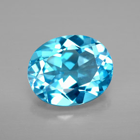 Topázio azul natural 4,17ct, corte oval, VVS-VS