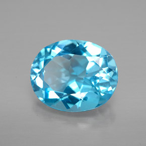 Topázio azul natural 4,17ct, corte oval, VVS-VS