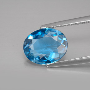 Topázio azul natural 2,41ct, corte oval, VVS