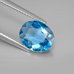 Topázio azul natural 2,41ct, corte oval, VVS