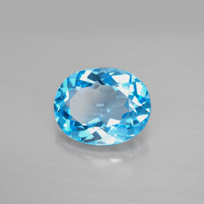 Topázio azul natural 3,01ct, corte oval, VVS