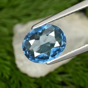 Topázio azul natural 2,09ct, corte oval, VVS