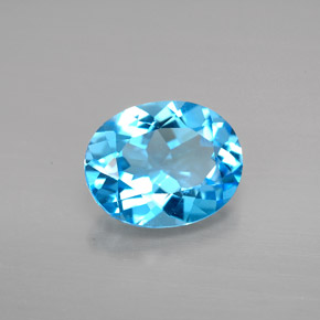 Topázio azul natural 2,91ct, corte oval, VVS