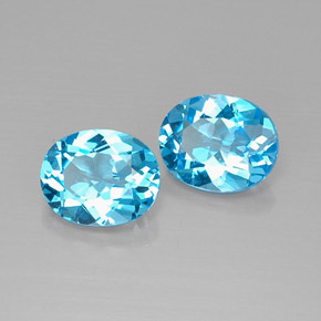 Pedras preciosas de topázio azul natural de  ct, corte oval, VVS-VS