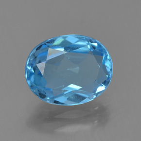 Topázio azul natural 2,26ct, corte oval, VS