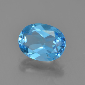 Topázio azul natural 2,31ct, corte oval, VS