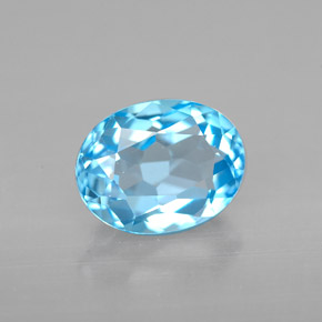 Topázio azul natural 2,50ct, corte oval, VVS