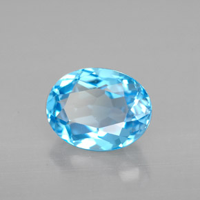 Topázio azul natural 2,50ct, corte oval, VVS