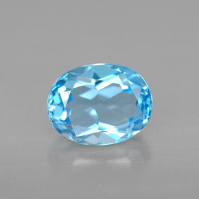 Topázio azul suíço natural 2,46ct, corte oval, VVS