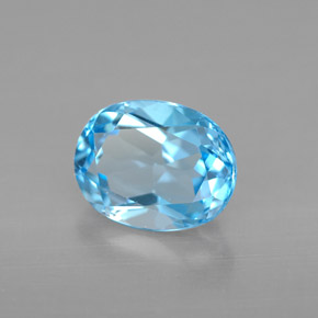 Topázio azul suíço natural 2,46ct, corte oval, VVS