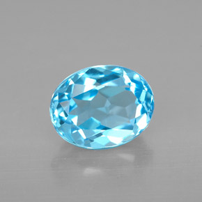 Topázio azul natural 2,51ct, corte oval, VVS