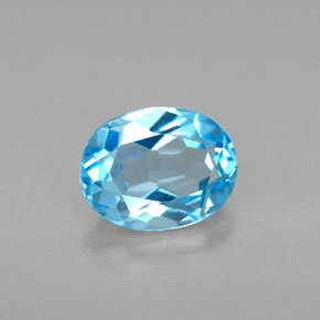 Topázio azul natural 2,22ct, corte oval, VVS